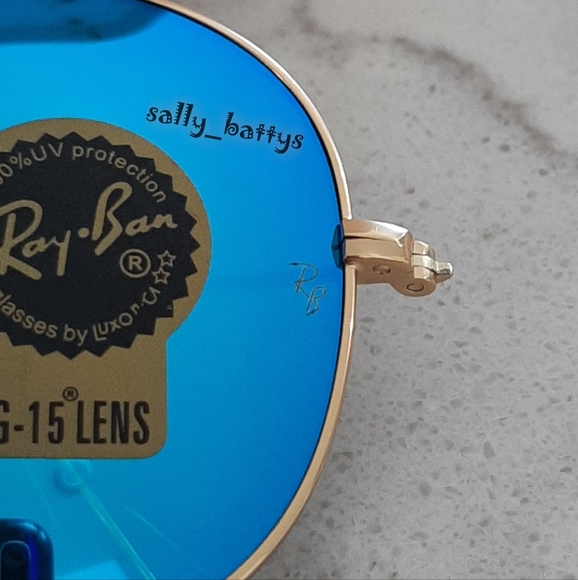 Ray-Ban (Store Display) Aviator Reflective Blue Lens RB3025 Mirror - Picture 6 of 12
